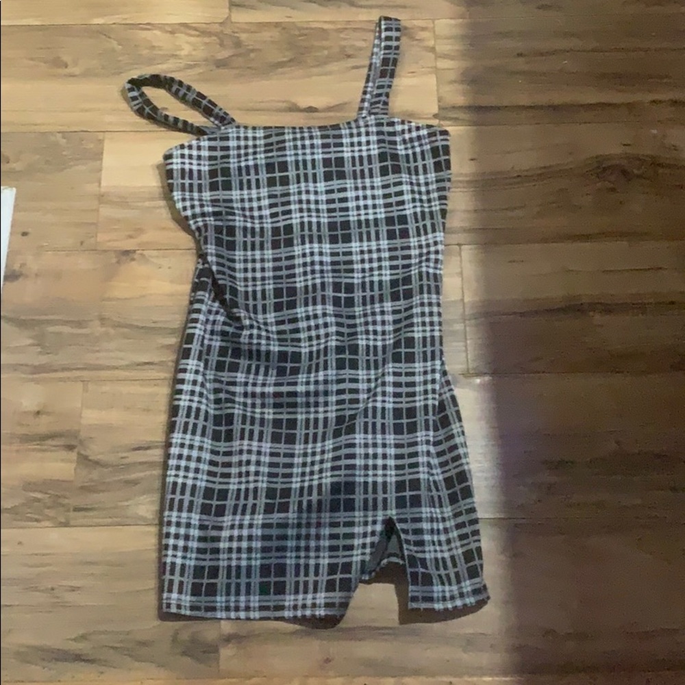 Black and white plaid dress